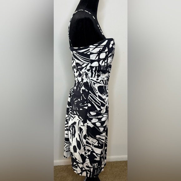 Vintage 90s Y2K Cache black and white bodycon midi dress chic sexy size 8 EUC - Picture 6 of 11